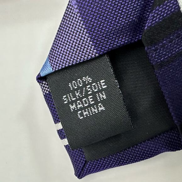 Van Heusen 100% Silk FLEXTIE Neck tie NWT NEW Purple Plaid Classic Work Career - Picture 3 of 13
